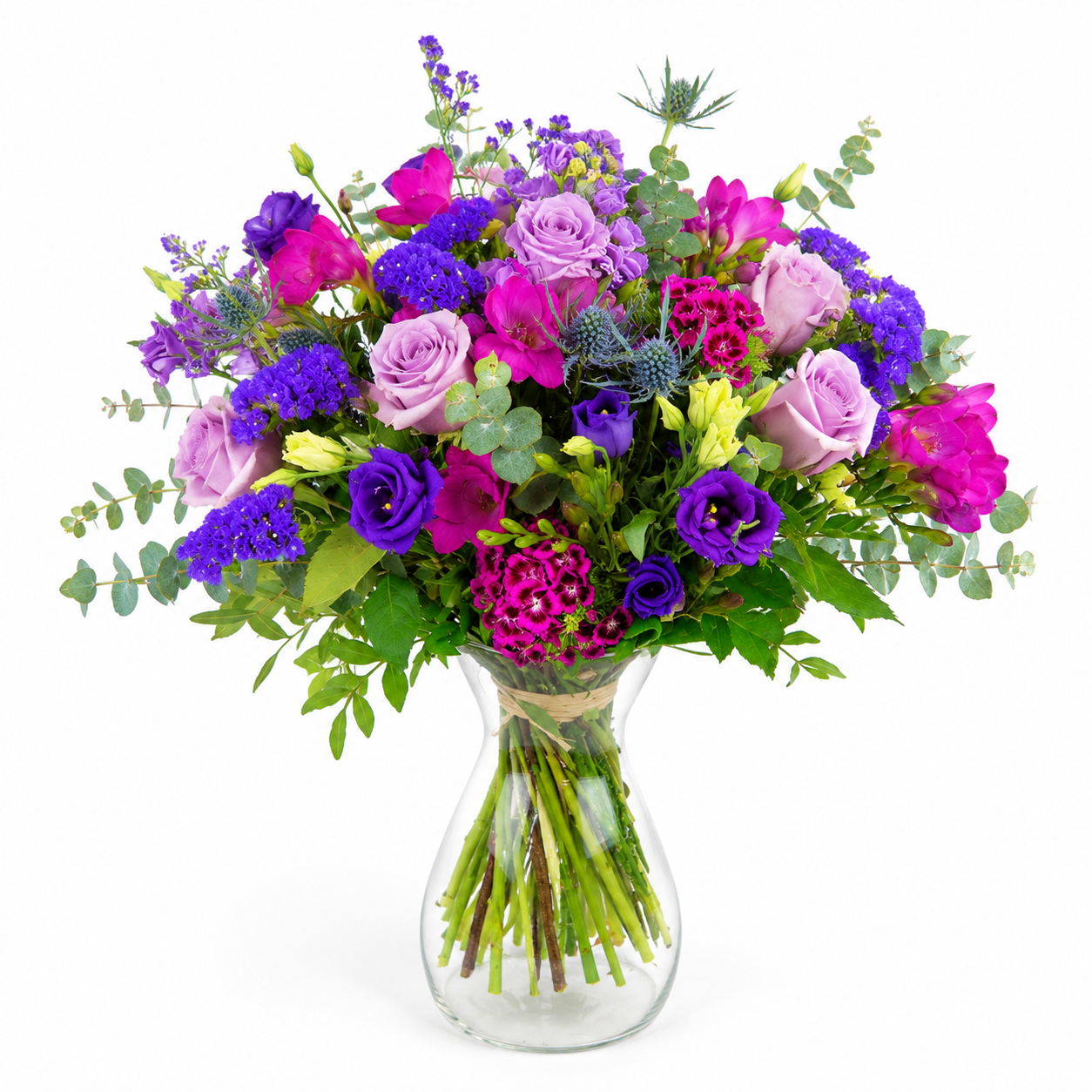 Ramo Exotic con rosas lilas y flores frescas en tonos morados
