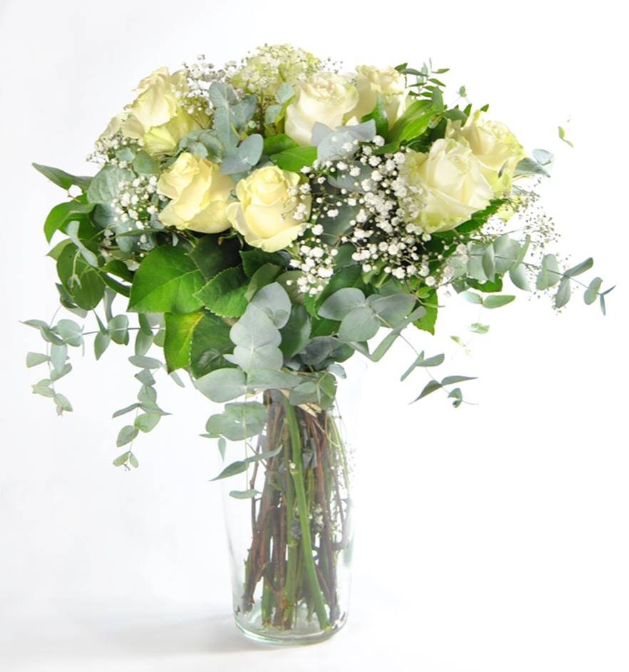 Casablanca-12 rosas blancas