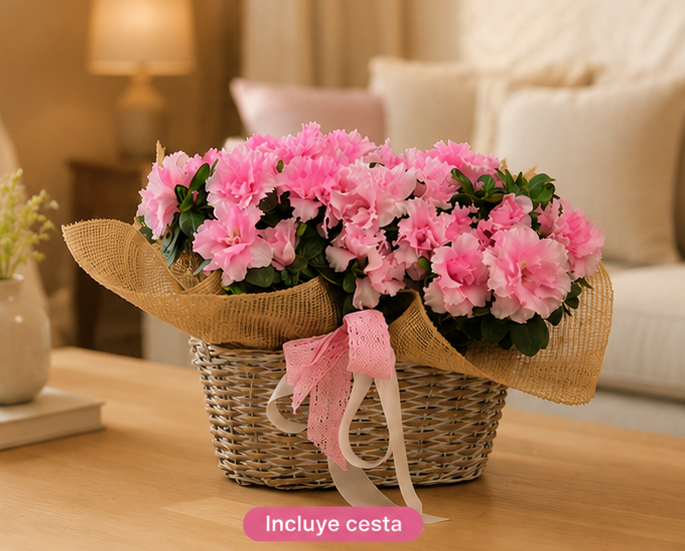 Azaleas en cesta