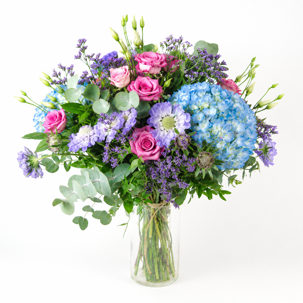 Mallow- Ramo con hortensias azules