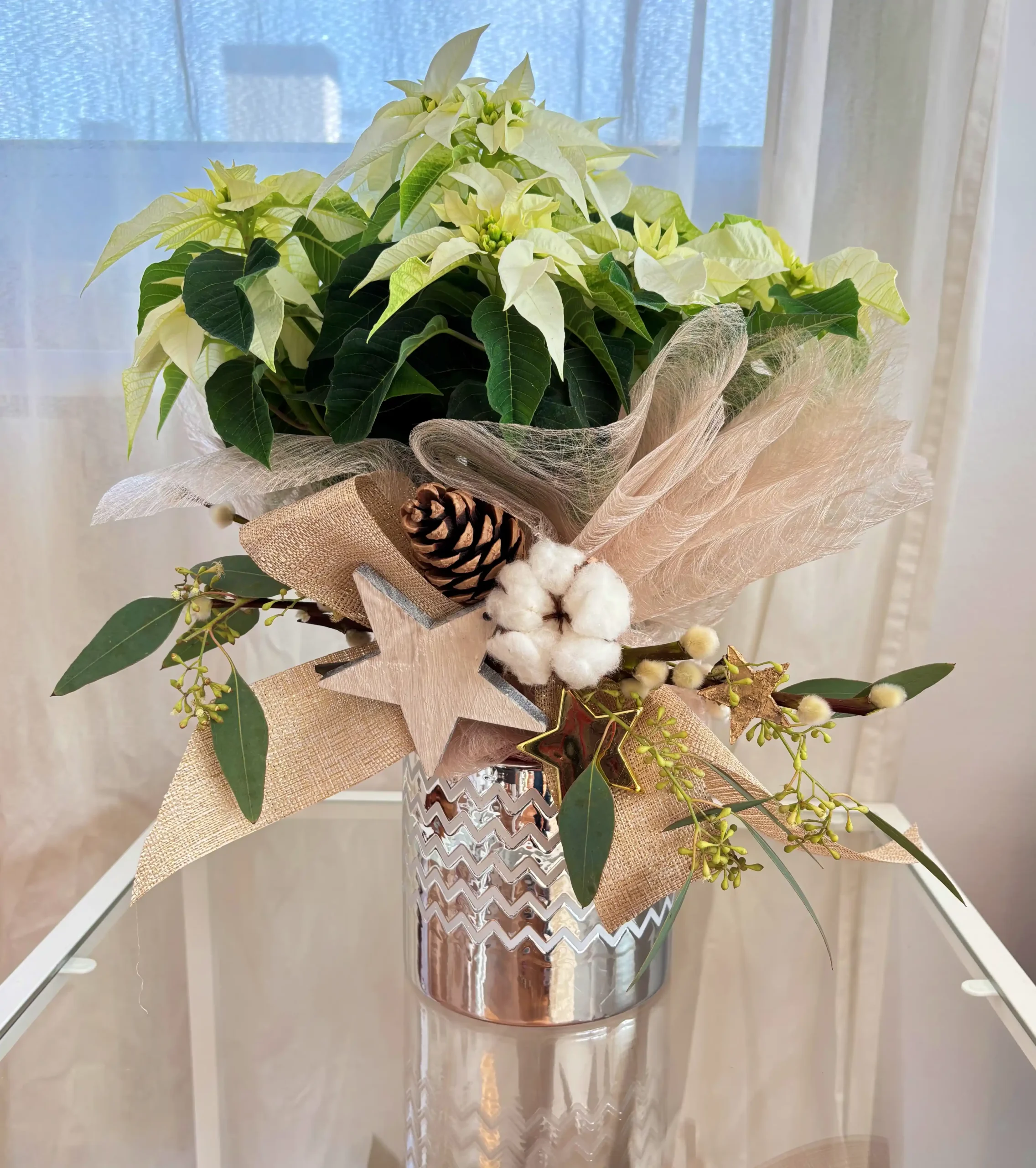 Poinsettia Blanca silver